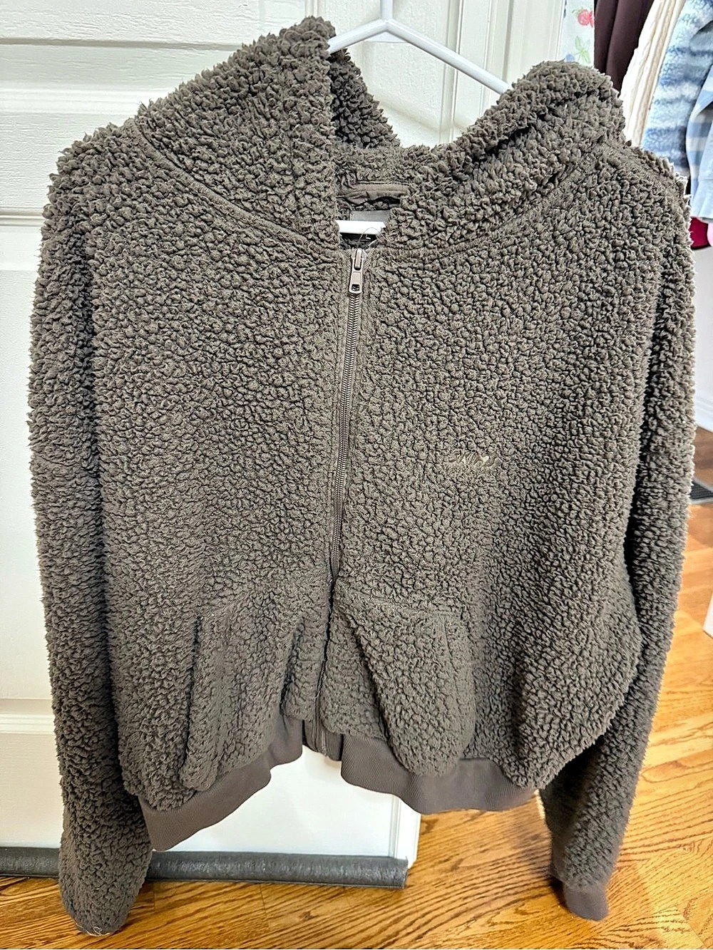 Teddy Fleece Hooded Jacket in Gray